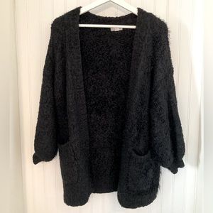 Nordstrom Melrose and Market Soft Cozy Black Fuzzy Cardigan